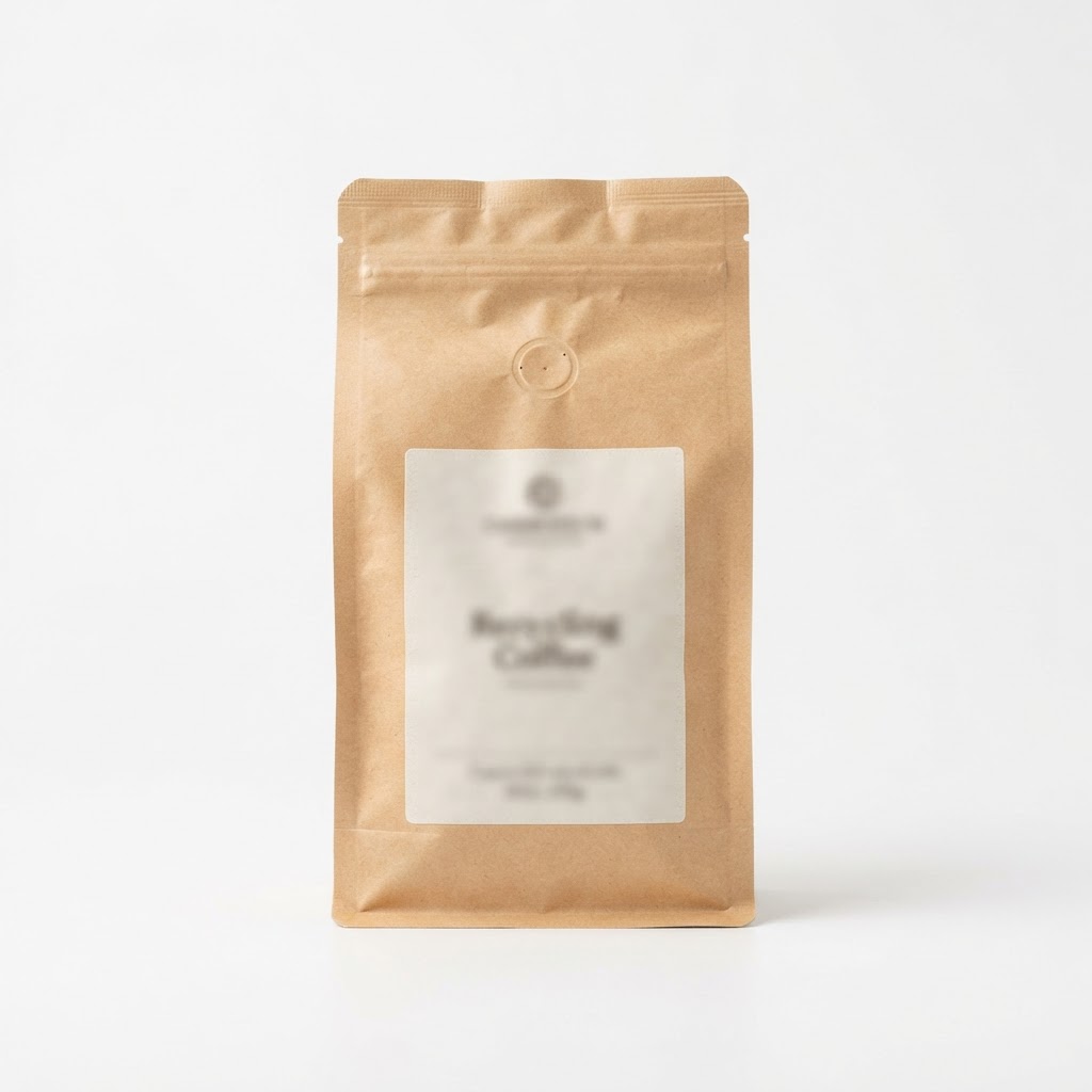 Arabica Gayo 250g, a kraft coffee bag on white.